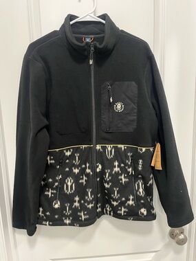 Roark Landfall Fleece Black Ikagai Skull Full Zip Mens Small NWT